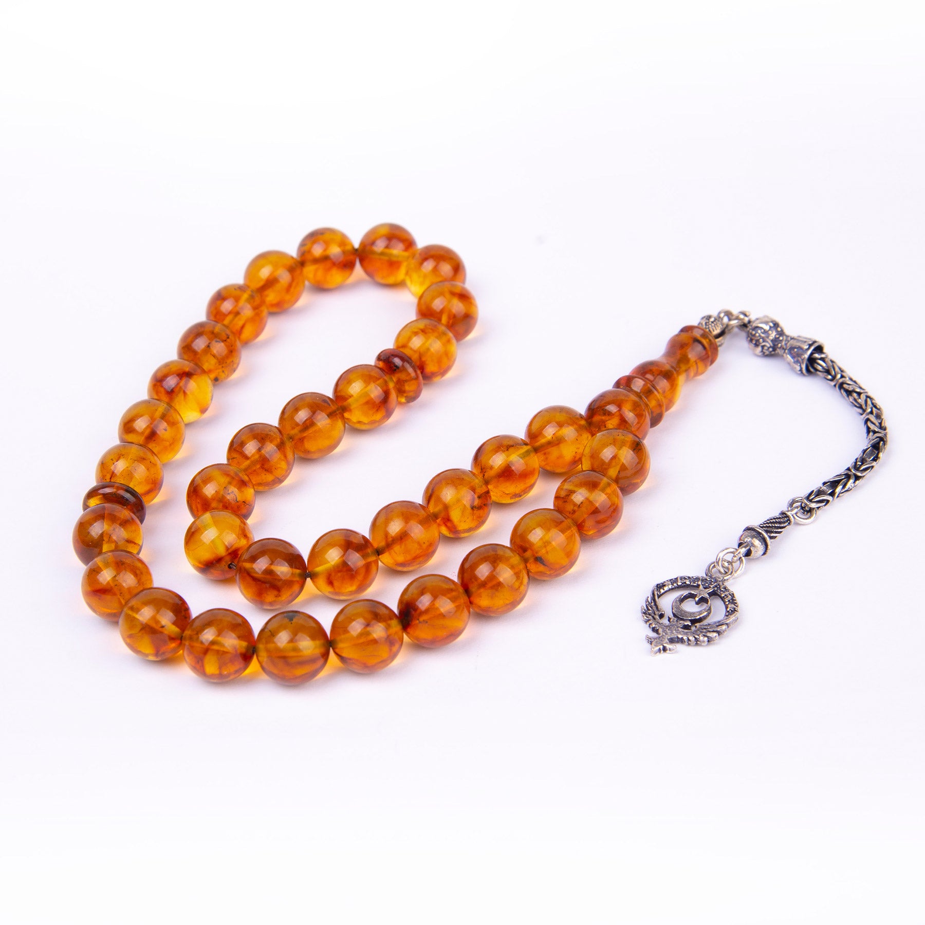 Ve Tesbih Amber Rosary with Silver Tassels 3