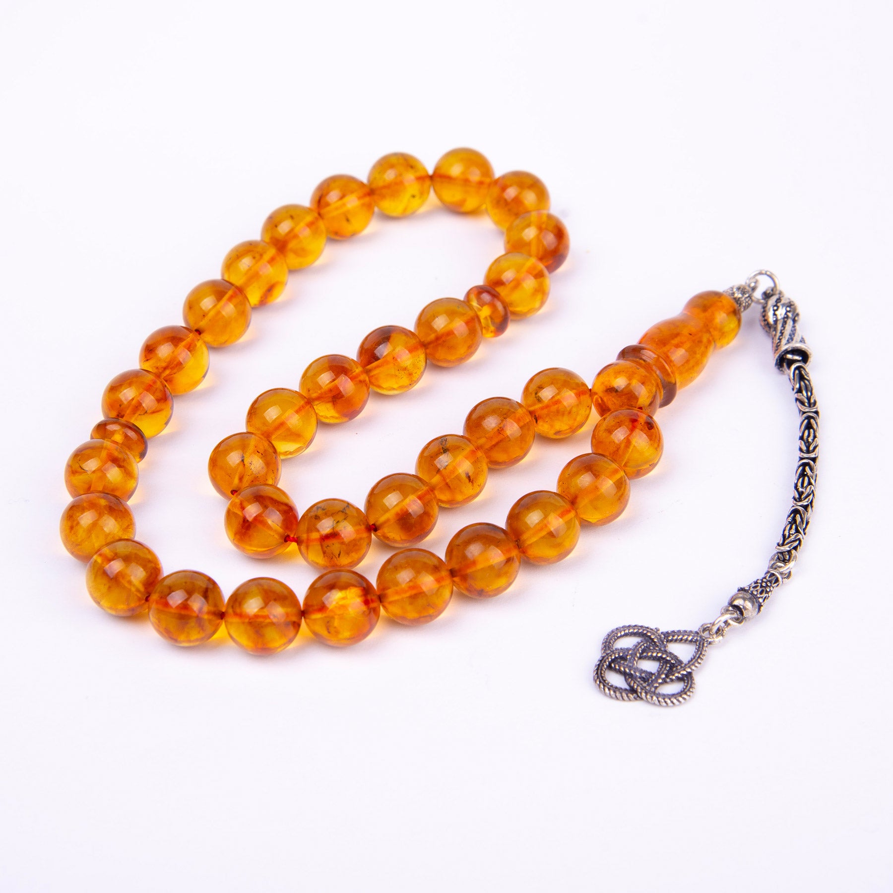 Ve Tesbih Amber Rosary with Silver Tassels 3