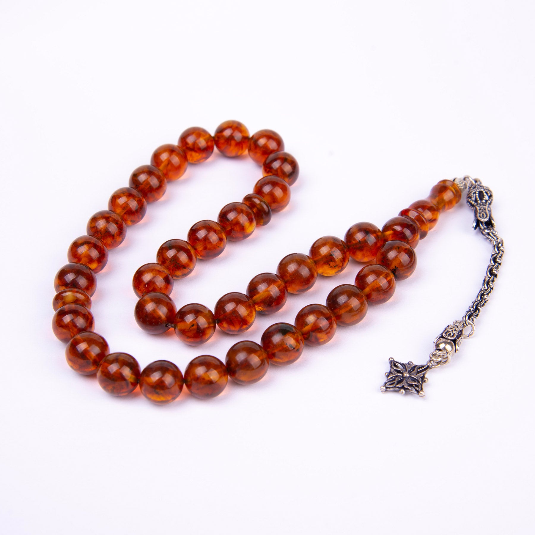 Ve Tesbih Amber Rosary with Silver Tassels 3