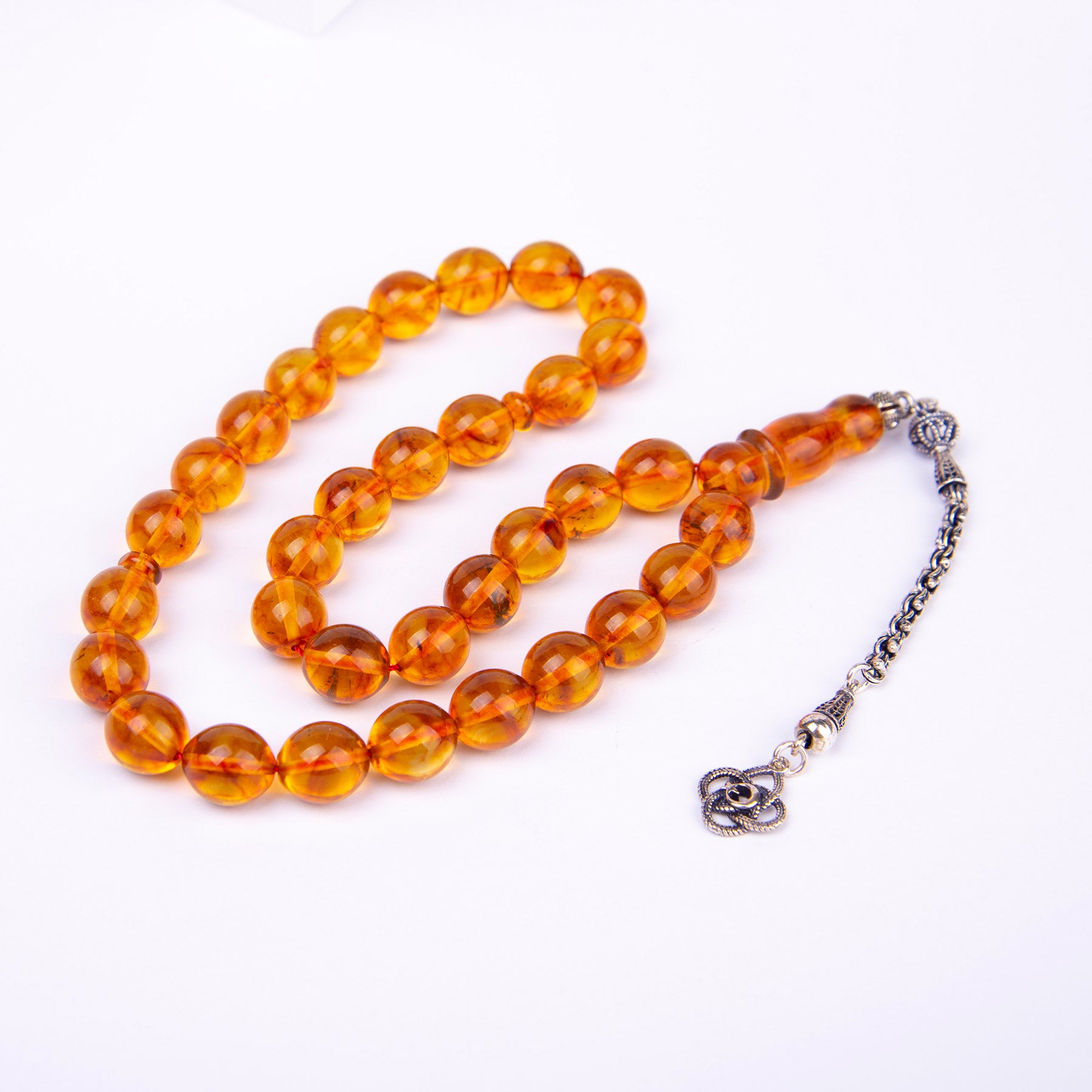 Ve Tesbih Amber Rosary with Silver Tassels 3