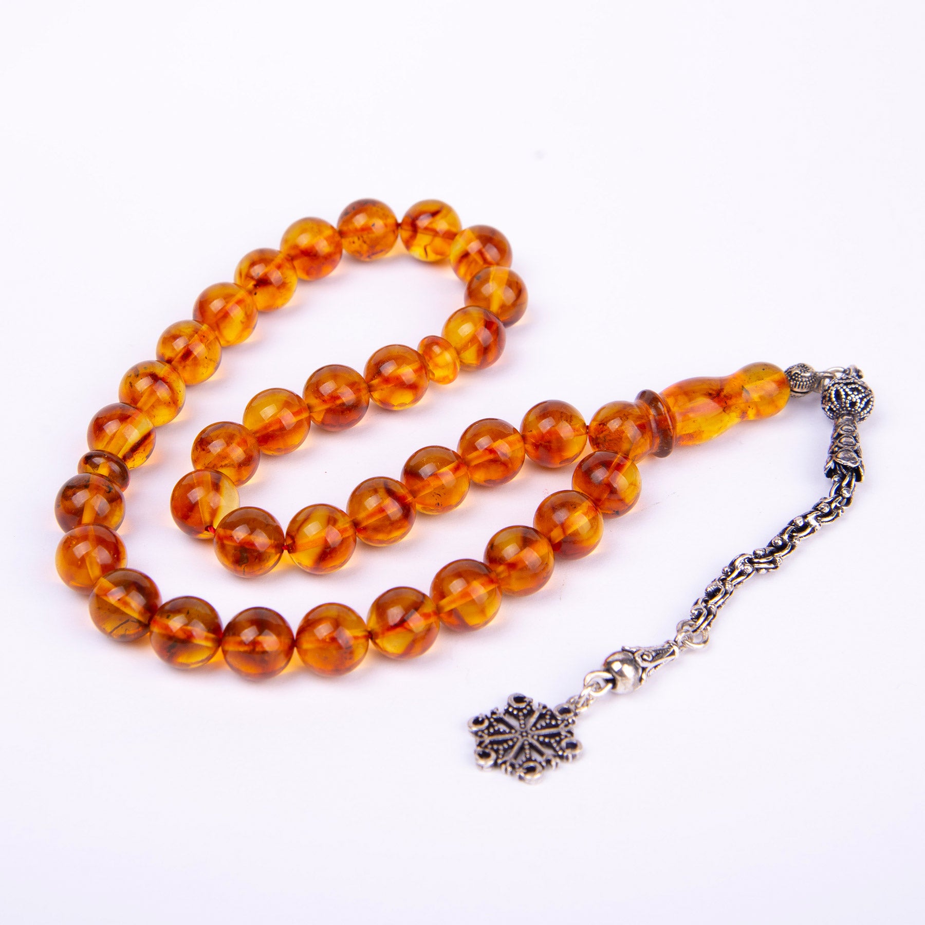 Ve Tesbih Amber Prayer Beads with Silver Tassels 3