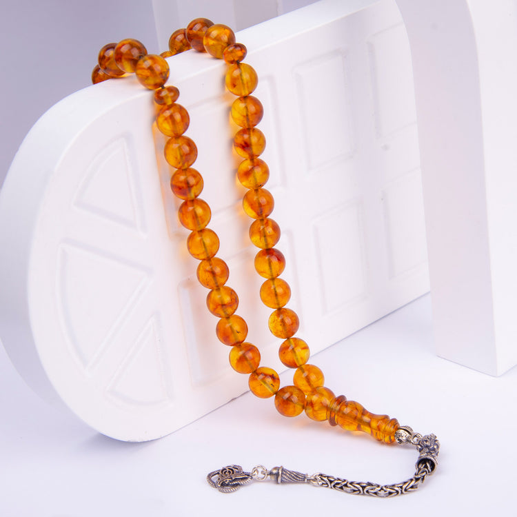 Ve Tesbih Amber Rosary with Silver Tassels 1