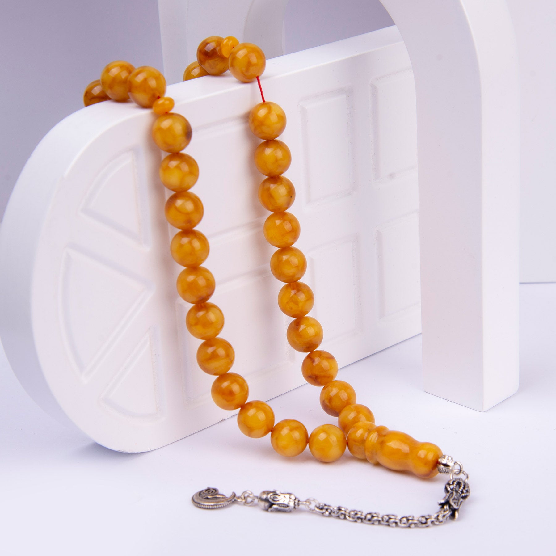 Ve Tesbih Amber Prayer Beads with Silver Tassels  1