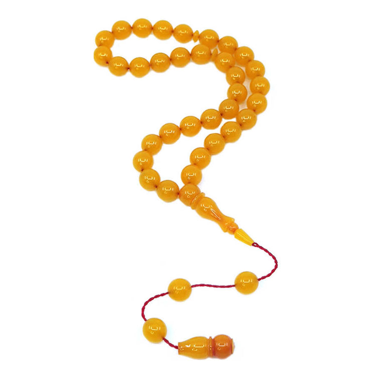 Systematic Sphere Cut Crimped Amber Prayer Beads 1