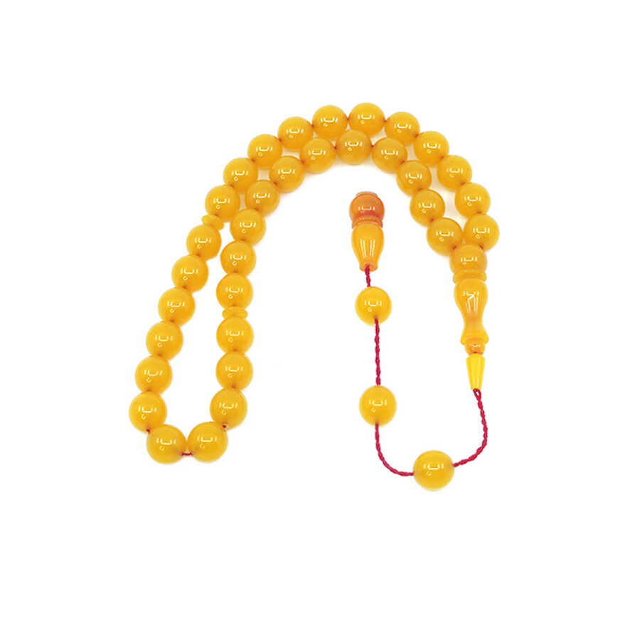 Systematic Sphere Cut Crimped Amber Prayer Beads 2