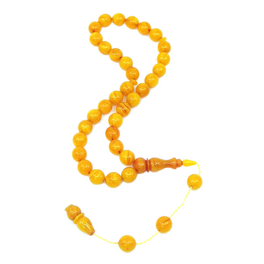 Ve Tesbih Systematic Sphere Cut Crimped Amber Prayer Beads 1