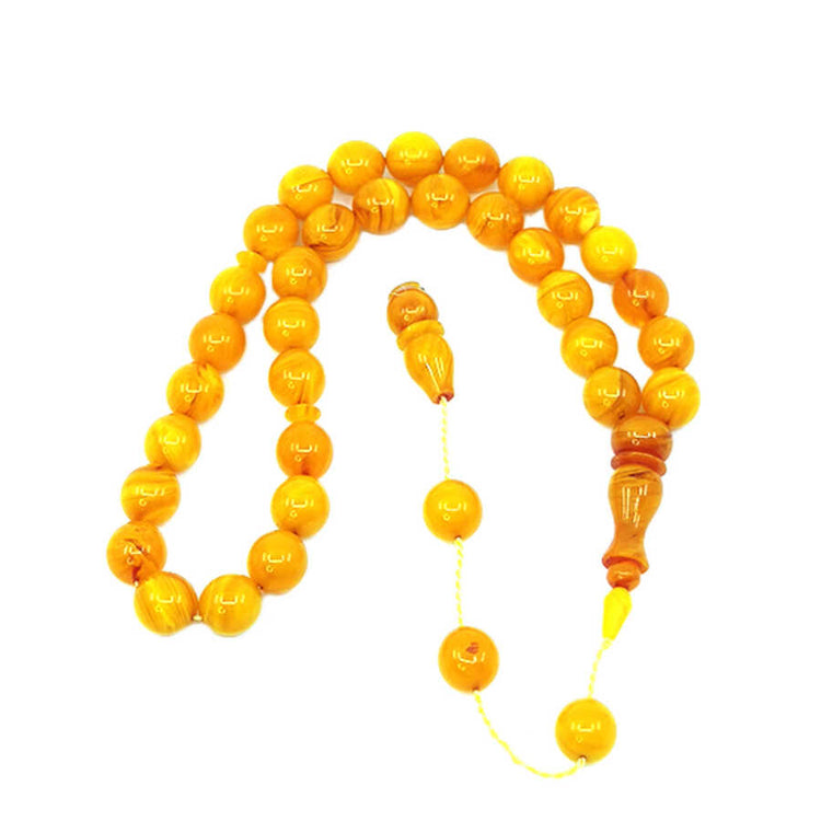 Ve Tesbih Systematic Sphere Cut Crimped Amber Prayer Beads 2