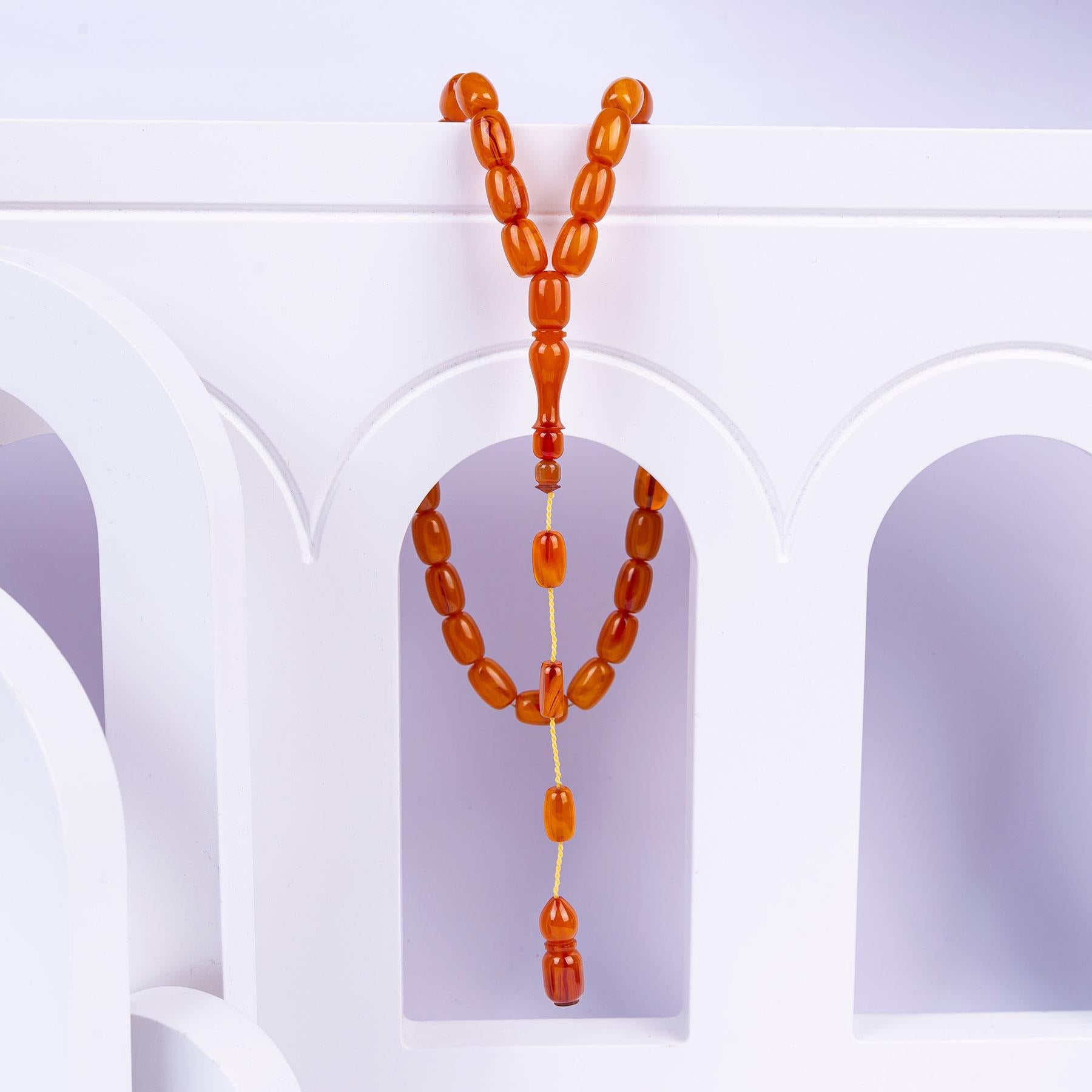 Systematic Capsule Cut and Pressed Amber Prayer Beads 2