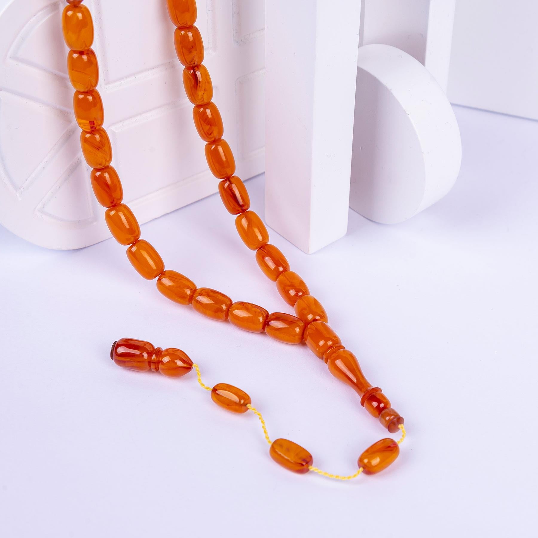 Systematic Capsule Cut and Pressed Amber Prayer Beads 3