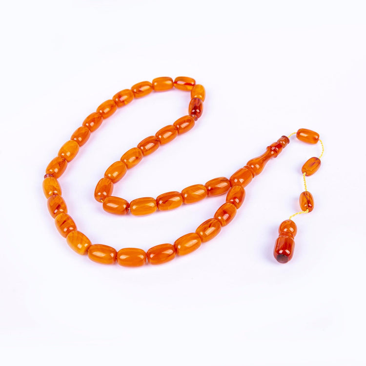 Systematic Capsule Cut and Pressed Amber Prayer Beads 4