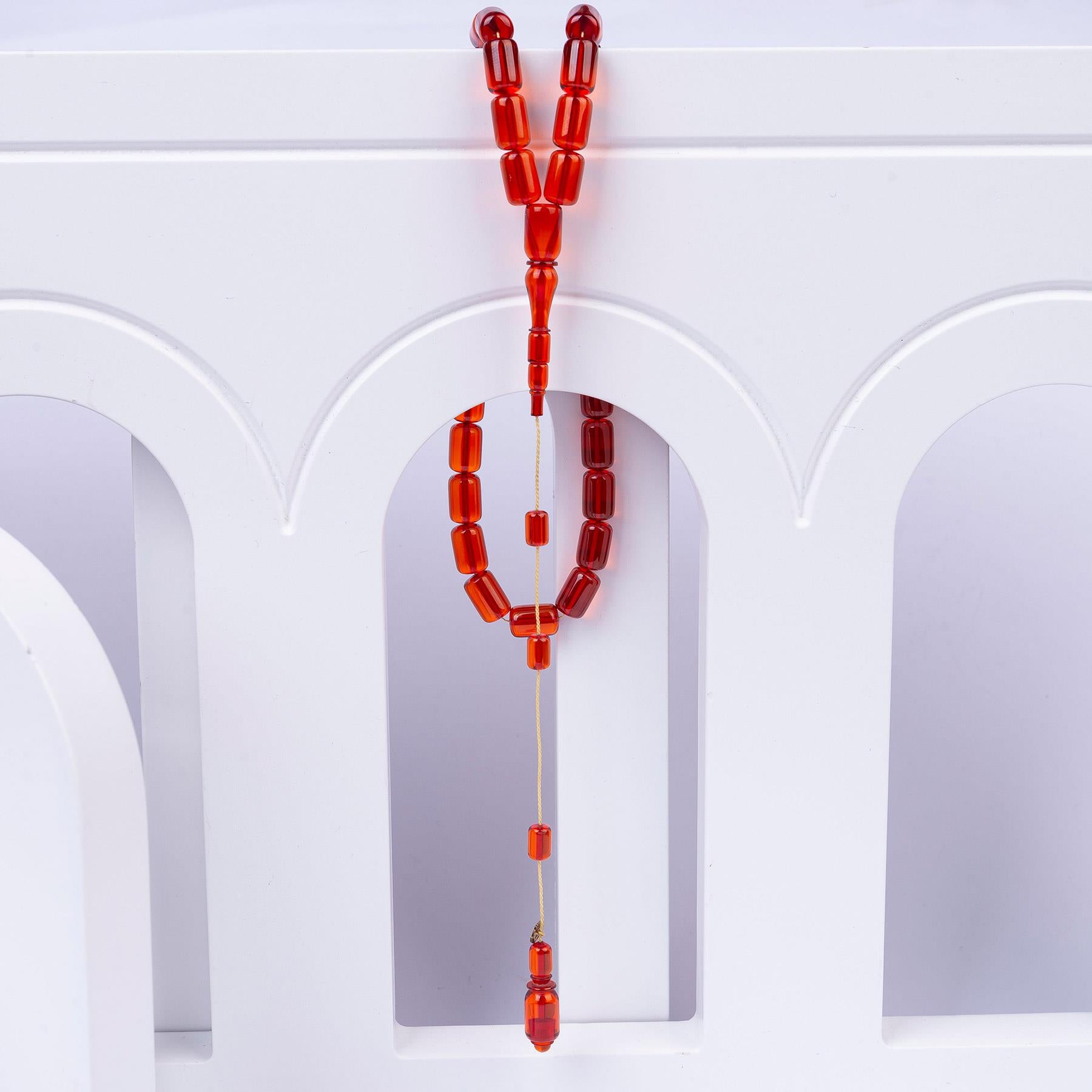 Ve Tesbih Ottoman Fire Amber Rosary 4