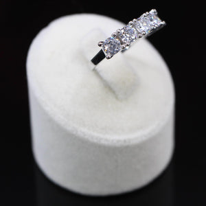 Ve Tesbih Silver Five Stone Ring with Zircon Stone 3