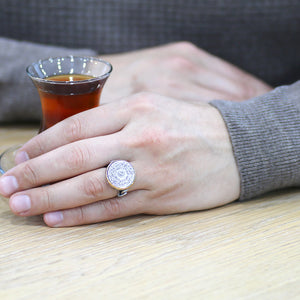 Silver Men's Ring with Ayetel Kürsi 