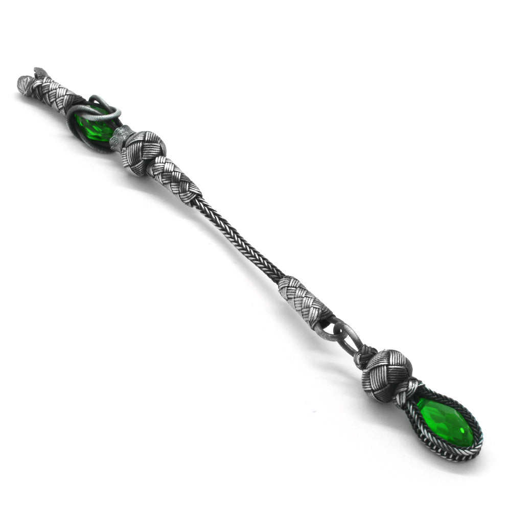 1000 Sterling Silver Kazaz Tassel Green Rosary