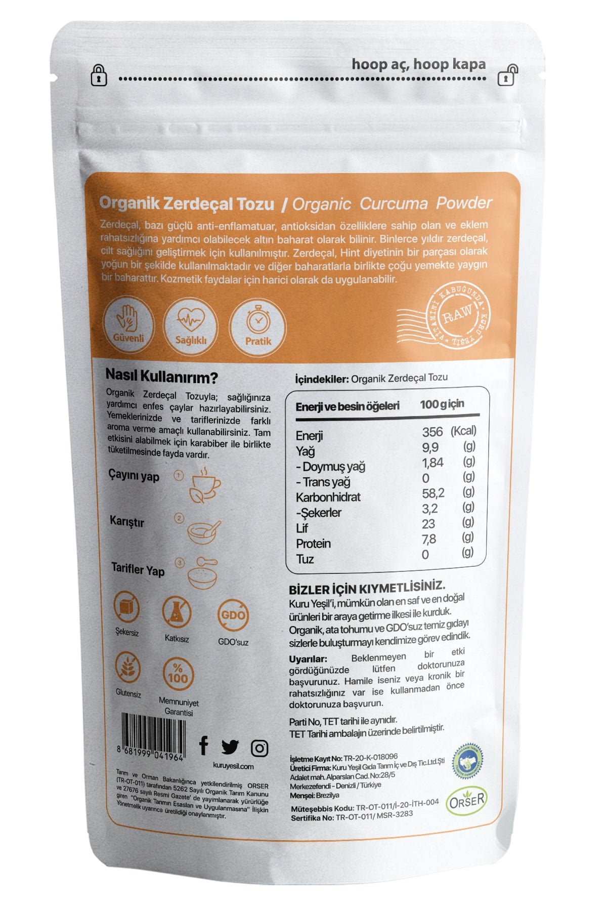 kuru yeşil organic turmeric powder 50g 2
