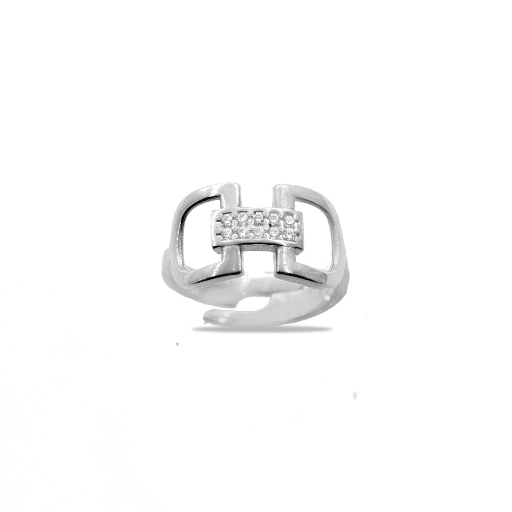 Zircon Stone Belt Design Silver 925 Sterling Silver Women Ring