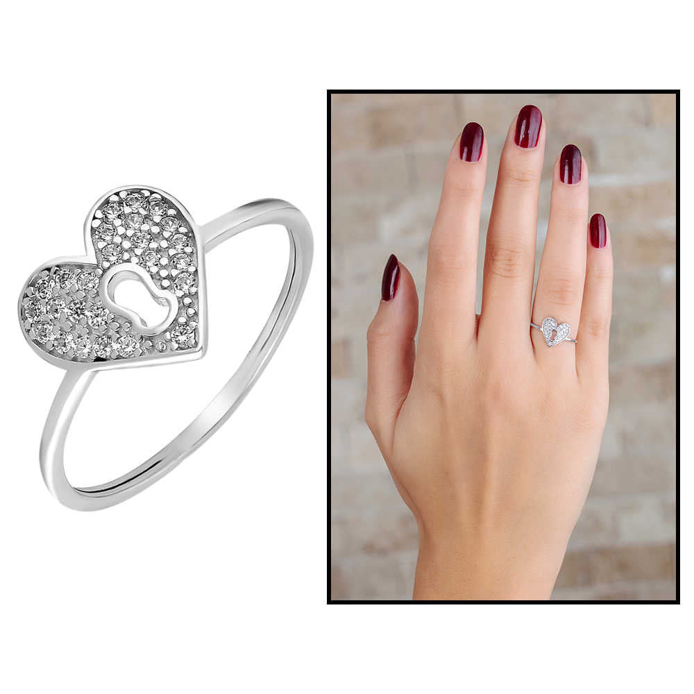 Lock of My Heart Design 925 Sterling Silver Women&#39;s Ring with Zircon Stone