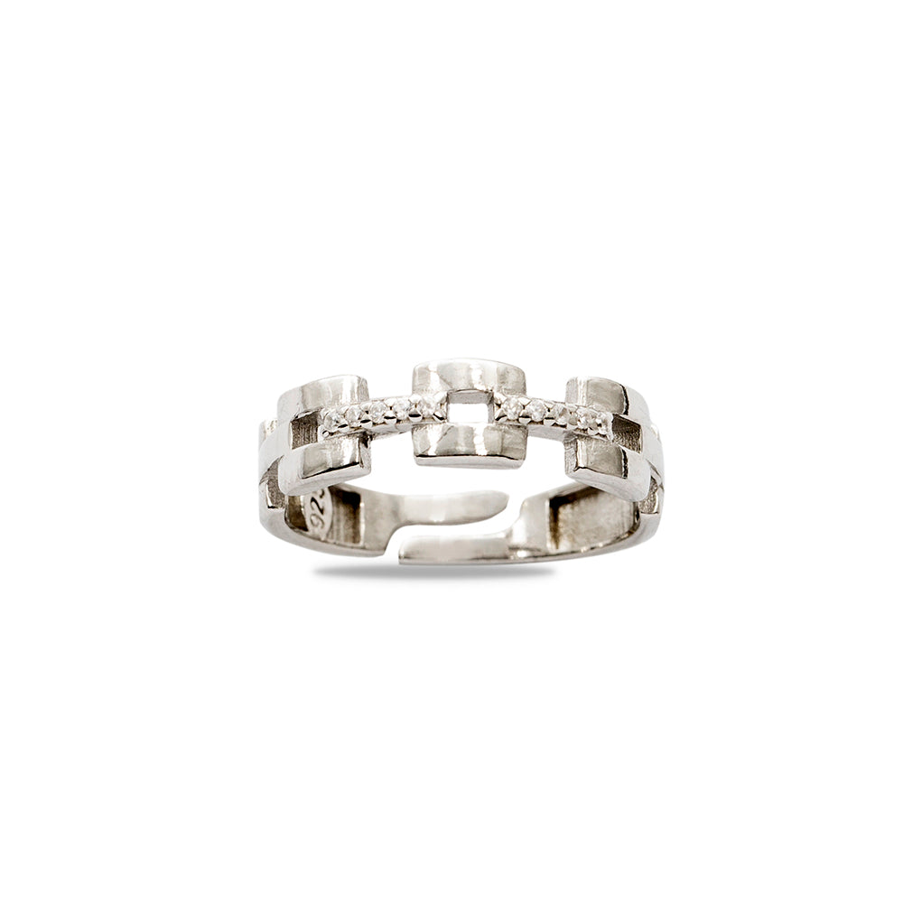 Zircon Stone Chain Design 925 Silver Women Ring