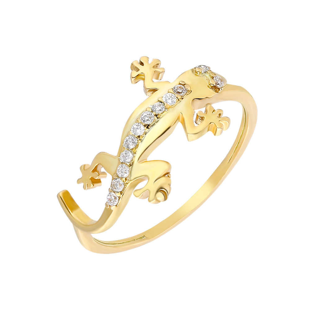 Zircon Stone Lizard Design Gold Color 925 Sterling Silver Women&#39;s Ring