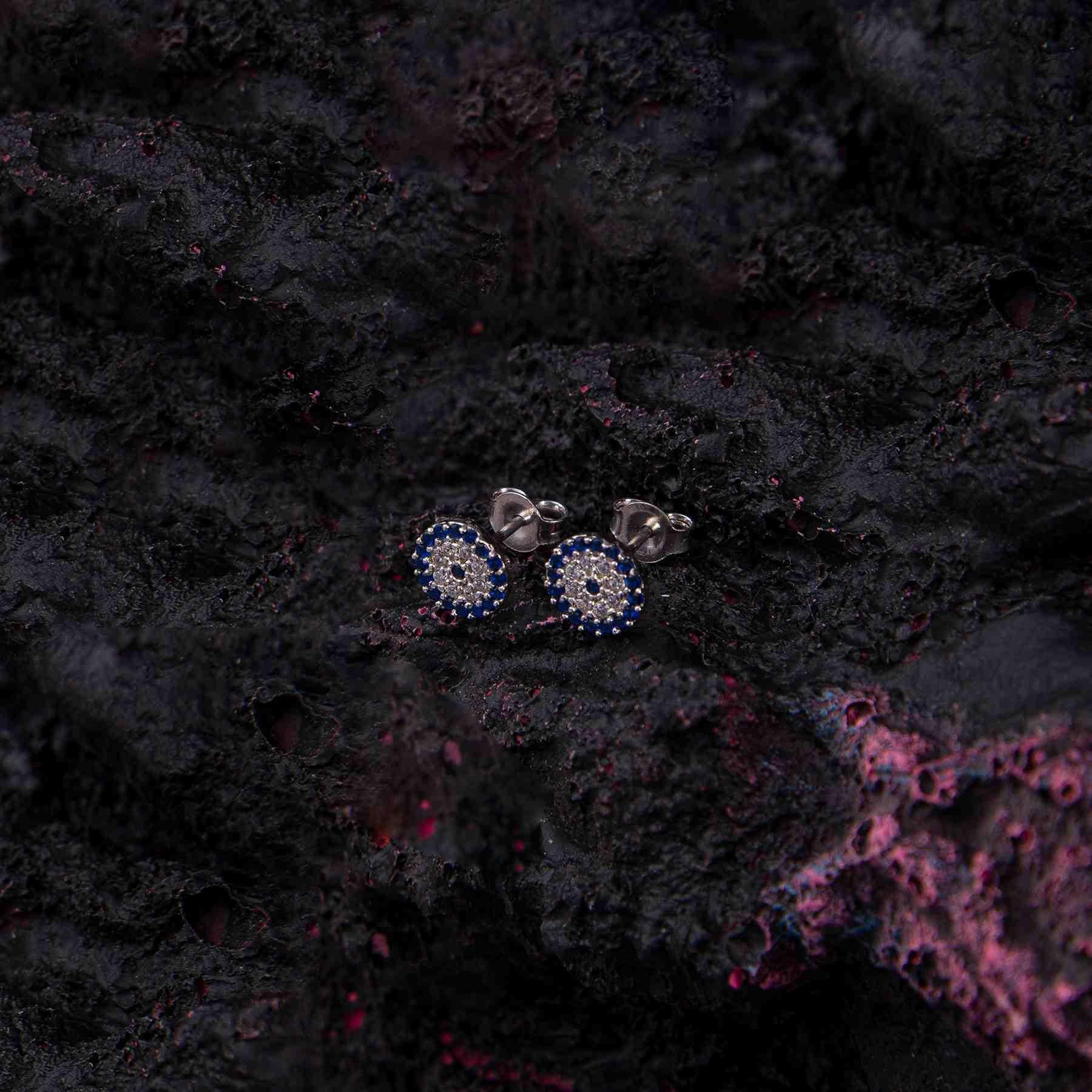 Ve Tesbih Silver Earring with Zircon Stone 