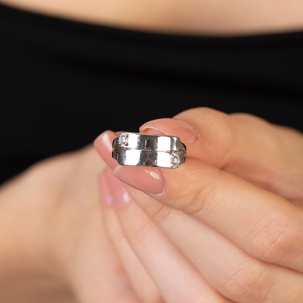 Zircon Stone Personalized Name Silver Women Ring