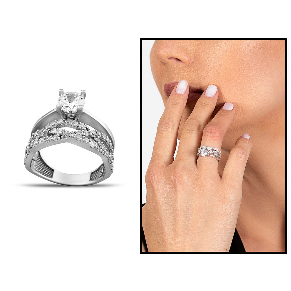 Silver Women's Solitaire Ring