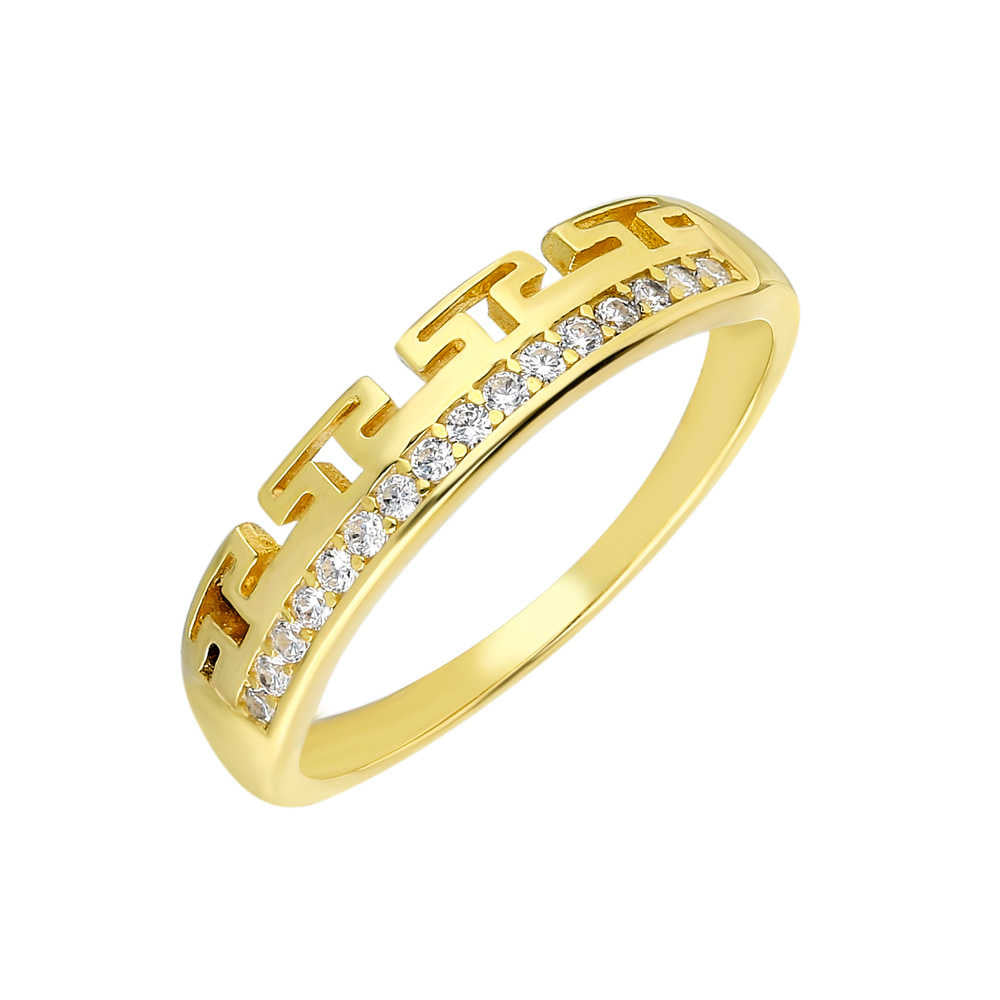 Zircon Stone T Design Gold Color 925 Sterling Silver Women&#39;s Ring
