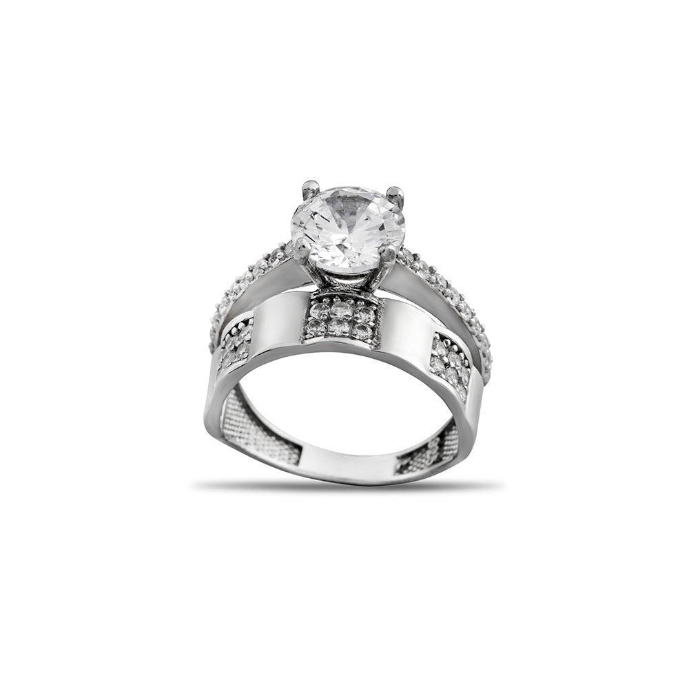 Zircon Stone Sterling Silver Women's Solitaire Ring