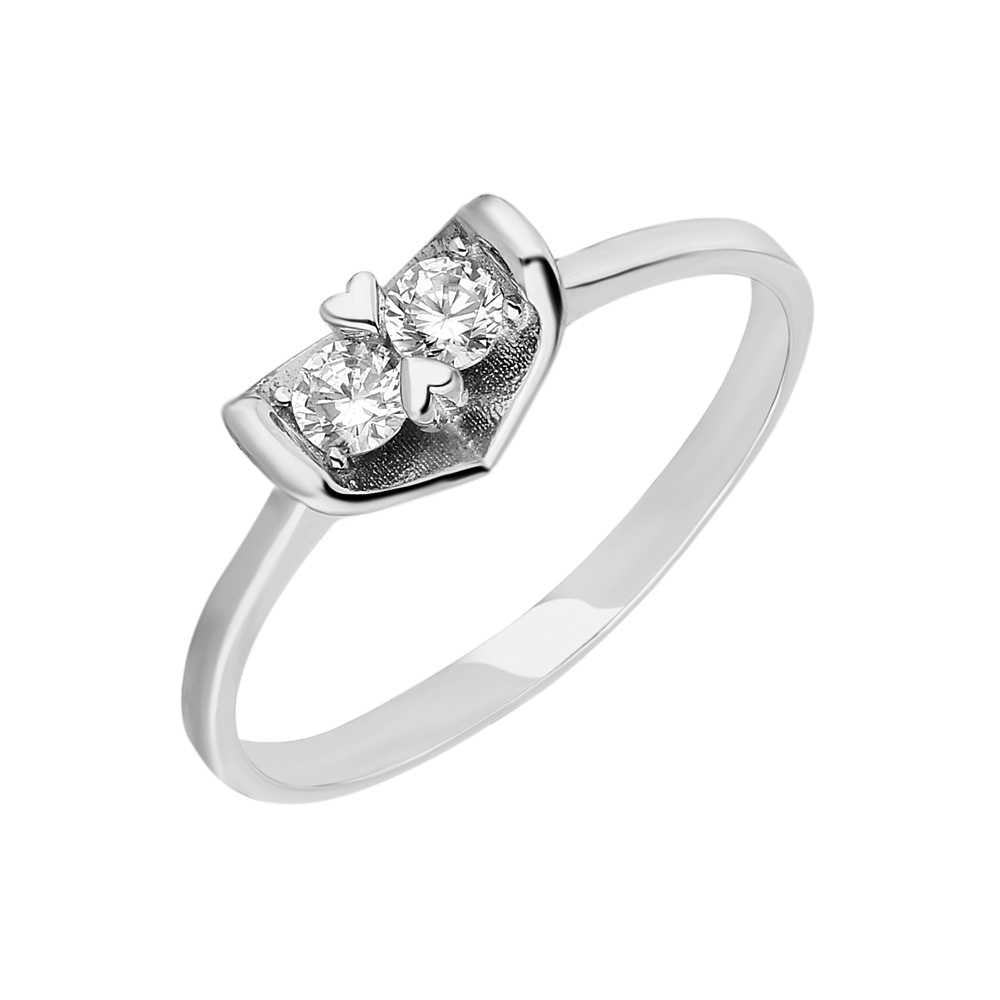 Zircon Stone V Design 925 Sterling Silver Women&#39;s Ring