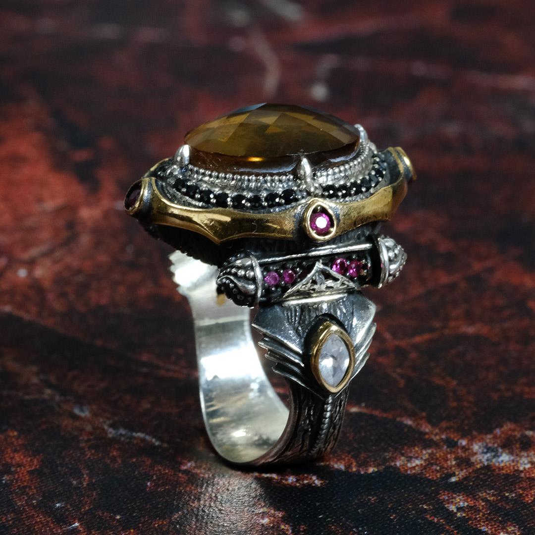 Ve Tesbih Zultanite Stone Sterling Silver Men's Ring 4